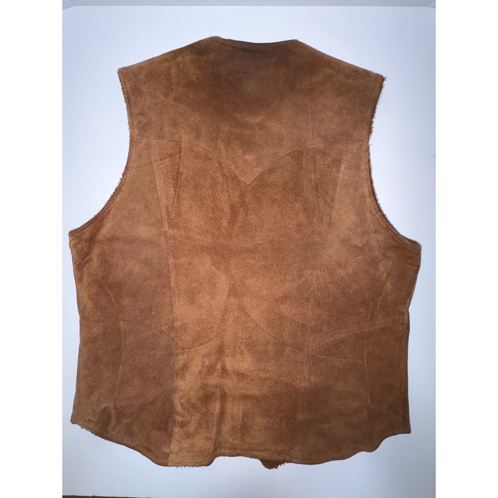 Vintage Pioneer Wear Mens Brown Leather/Sherpa Lined Vest Western Cowboy Size 42 - Picture 7 of 15